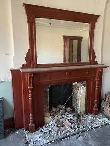  Antique Carved Sycamore Fireplace Mantel 91 5 X 96 25 42 Opening Salvage