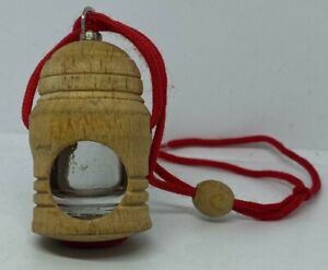 Antique Wooden Lantern Shape Small Perfume Bottle Empty Inside Hand Carved 2 