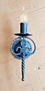 Hand Forged Handmade Antique Wrought Iron Wall Lamp Vintage Light 