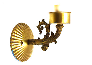 Vintage Ornate Brass Electric Light Sconce Wall Fixture 24ps