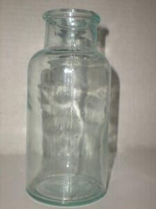Antique Vtg Aqua Apothecary Glass Medicine Jar Bottle