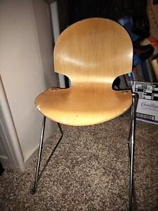 Fritz Hansen Mid Century Chair Molded Seat Marked Supported 29h 18w 18w