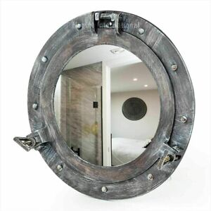 12 Rustic Black Grey Finish Aluminum Porthole Mirror Cabin Boat Porthole Work
