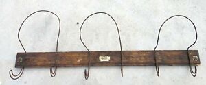 Antique Victorian 32 Hat Coat Wood Wire Hook Wall Rack Signed Coburn Athol Ma