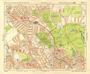 Nw London Golders Green Hampstead Child S Hill Cricklewood Bacon 1928 Map