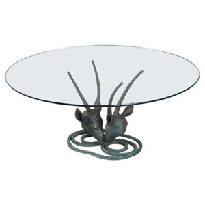 1970 S Mid Century Modern Ibex Coffee Table With Bronze Base Glass Top