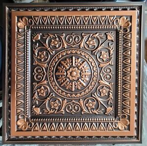 Art3d La Scala Faux Tin Drop Or Glue Up Ceiling Tile Antique Copper 25 24 X24 