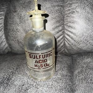 Vtg Pyrex Sulfur Acid Glass Bottle With Original Stopper Made In Usa