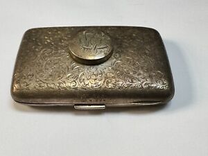 Antique Solid Sterling Silver Engraved Cigarette Case Minshull Latimer C1900