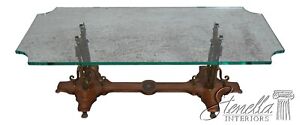 62313ec Vintage Glass Top Bronze Base Coffee Table