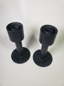Pair Of Crafted Contemporary Cast Iron Candlesticks Candle Holders Tubular 7 