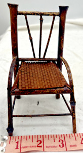 Vintage Antique Folk Art Doll Chair Miniature Mini Wood Wooden Wicker