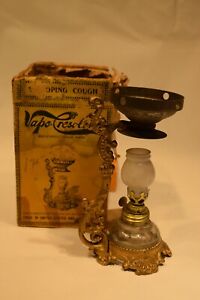 Antique Glass Vapo Cresolene Vaporizer Kerosene Oil Lamp With Box