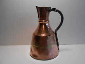 French Copper Water Jug Pitcher 19th