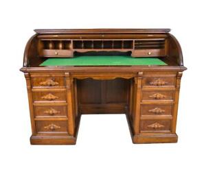 Antique Victorian Walnut Roll Top Desk 21979