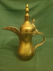 Antique Vintage Bedouin Arabic Syrian Dallah Brass Copper Coffee Pot 