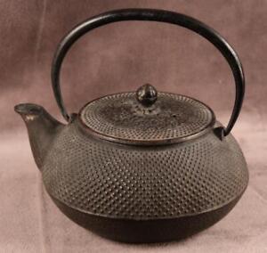 Vintage Japanese Black Cast Iron Tea Pot With Removable Strainer