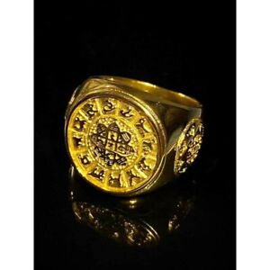 Mantra Ring 12 Zodiac Engraved Talisman 8 Directions Thai Buddha Amulet