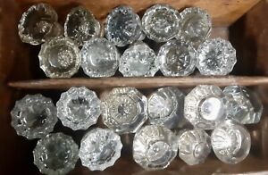 Antique Vintage Lot Of 21 Crystal Glass Door Knobs Mixed Lot