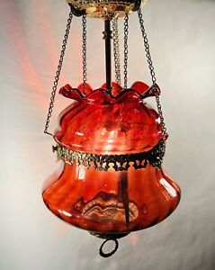 Victoria Cranberry Glass Hanging Hall Pendent Light