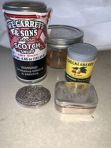 Antique Sterling Silver Snuff Boxes Lot With Extra Snuff Memorabilia Make Offer