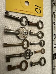 10 Antique Skeleton Furniture Barrel Cabinet Old Lock Keys Vintage Trunk Lot