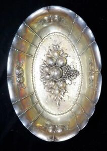 Gorgeous Antique Solid Sterling Silver Repousse Oval Fruit Bowl Germany