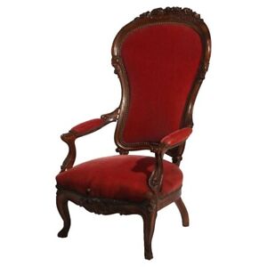 Antique Victorian Oversized Carved Walnut Armchair C1890