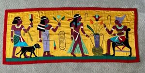 Egyptian Tapestry Wall Art Patchwork Hand Sewn Measures 45 X 18 Inches
