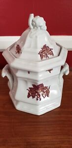 Antique Crisp White Ironstone Stamped Edward Walley Large Sugar Bowl And Lid Exc