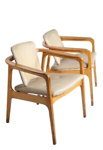 Pair Mid Century Danish Modern Chairs Sigvard Bernadotte As Is