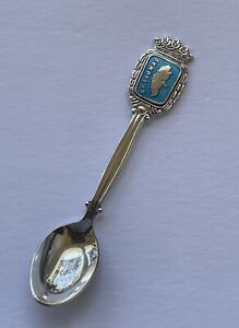 Saint Thomas Enamel Sterling Silver Meka Denmark Souvenir Spoon 13 Grams 3 5 8 