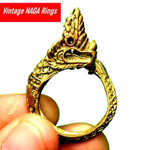Ring Phraya Naga Kruba Dej Thai Amulet Serpent Brass Power Talisman Charm Luck