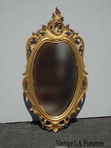 Vintage French Country Rococo Syroco Gold Wall Mantle Mirror Made In Usa