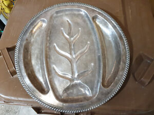 Matching Silver Plate Serving Trays 19 X13 Oval And 16 Round