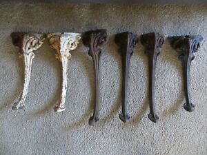 Lot Of 6 Vintage Antique Cast Iron Table Legs Not All Matching