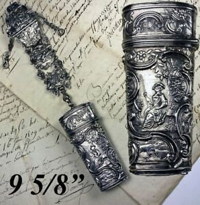 Antique C1750s French 9 5 8 Long Ch Telaine And Necessaire Sewing Etui Silver