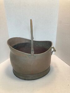 Antique Vintage Coal Log Bucket Scuttle With Swing Handle