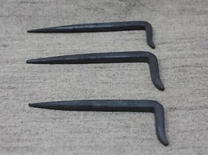 Hand Forged Wrought Iron Beam Spike Hook Miner S Style Hook Hanger Lot Of 3
