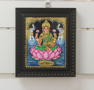 Lakshmi Thanjavur Painting Tanjore Wall Hanging Hindu Goddess Home Decor Gift