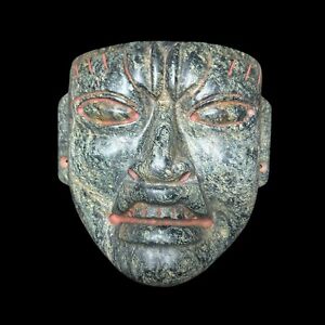 Pre Columbian Olmec Green Stone Mask