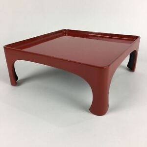 Japanese Wooden Legged Tray Lacquered Table Vtg Ozen Red Nurimono Ur744