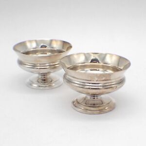 Footed Open Salt Dishes Pair Gorham Sterling Silver 1882