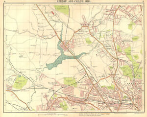 London N Hendon Childs Hill Hampstead Wembley Golders Green Willesden 1917 Map