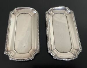 Sterling Silver Spain Rectangular 5 5 X3 Card Trays Set Of 2 Weight 82g