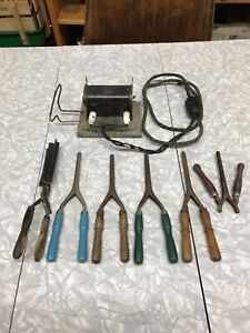 Antique Curling Iron Heater Solar Electric Co And 6 Irons
