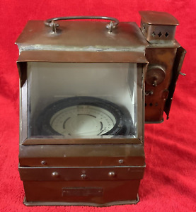 Antique Wwii Us Navy Compass Copper Brass Binnacle Lionel Oil Burner Mirror Ny