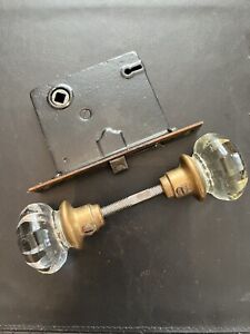 Antique Mortise Lock With Glass Door Knobs