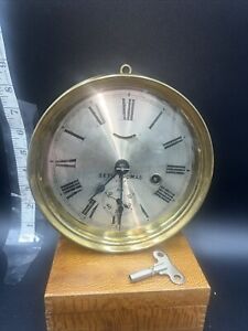Pre Wii Seth Thomas Ship S Deck Clock Brass W Key Works Great