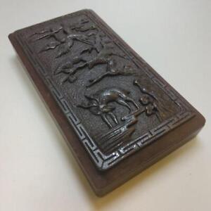 Korea Ink Stone Vintage Suzuri Grinder Calligraphy Shodo Shuji 13 5 X 7 3 Cm